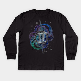 Gemini Zodiac Sign Air Element Kids Long Sleeve T-Shirt